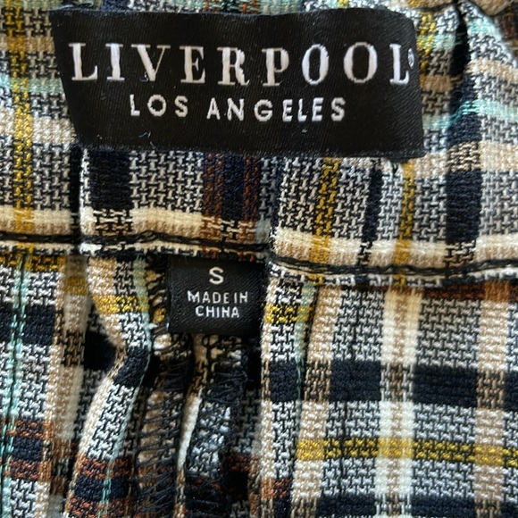 Liverpool LA Preppy Plaid Hi Waist Shorts Tied Elastic Waist Multicolor Sz Small - Picture 9 of 14